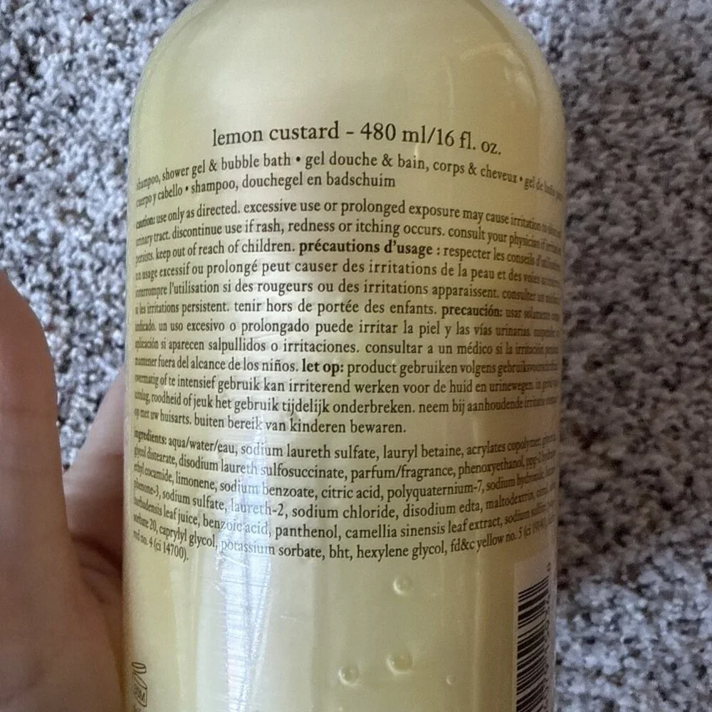 New Philosophy Lemon Custard 3 In 1 Shampoo Shower Gel & Bubble Bath 16 Oz